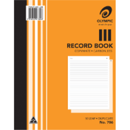 RECORD BOOK CARBONLESS 250 x 200 MM NO. 706 DUPLICATE