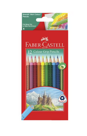 12 FABER CASTELL COLOUR TRIANGULAR GRIP PENCILS