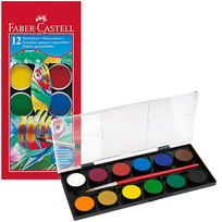 12 FABER CASTELL SCHOOL WATERCOLOUR DISC PAINTS