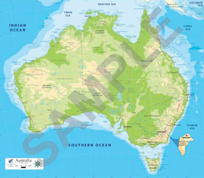 MAP, AUSTRALIA, PHYSICAL, POLY, 2A0, 119X168CM