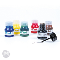 DRAWING INK POTS ASSORTED COLOURS 6'S