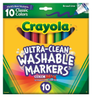CRAYOLA ULTRA CLEAN WASHABLE MARKERS BROAD LINE BOX 10 CLASSIC COLOURS