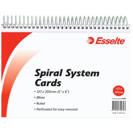 SPIRAL BOUND SYSTEM CARDS 127 x 203 MM (PACK OF 50)