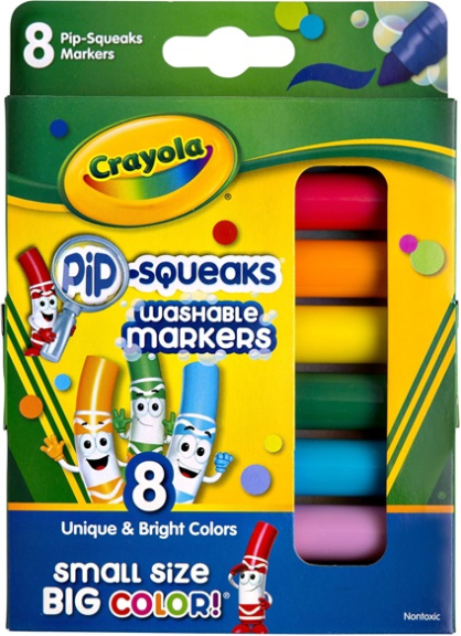 Crayola 8 Count Pip Squeak Washable Coloring Book Markers