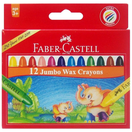12 FABER CASTELL JUMBO WAX CRAYONS ASSORTED