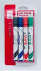 WHITEBOARD MARKER 2MM WALLET 4 PACK (4 COLOURS)