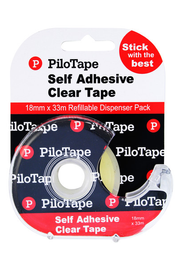 TAPE TRANSPARENT CLEAR 18MM x 33M WITH DISPENSER