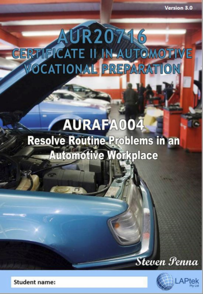 CERT II IN AUTOMOTIVE VOCATIONAL PREPARATION: RESOLVE ROUTINE PROBLEMS IN AN AUTOMOTIVE WORKPLACE EBOOK (Restrictions apply to eBook, read product description) (eBook only)