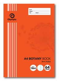 64 PAGE A4 BOTANY BOOK 8MM RULED