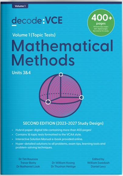 DECODE VCE MATHEMATICAL METHODS UNITS 3&4 2E (2023-2027) - VOLUME 1 (TOPIC TESTS)