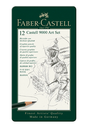 12 FABER CASTELL 9000 PENCIL ARTIST 8B - 2H TIN