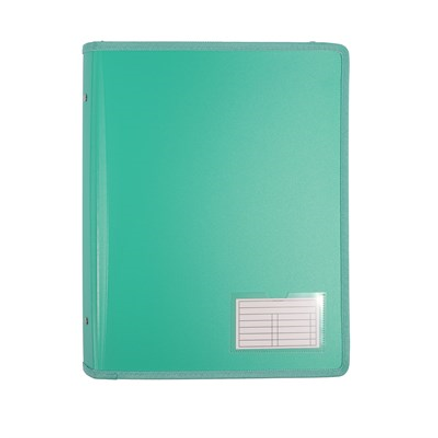 2D RING A4 25MM FOLDER ZIPPER BINDER STURDY WITH NAME CARD (GREEN)