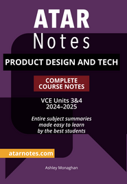 ATAR NOTES VCE: PRODUCT DESIGN AND TECH UNITS 3&4 NOTES (2024 - 2025)