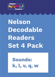 NELSON DECODABLE READERS SET 4 PACK X 20 (SOUNDS: K, L, V, Q, W.)