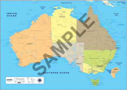 MAP, AUSTRALIA, POLITICAL, POLY, 2A0, 119X168CM