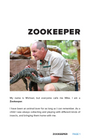 REAL PEOPLE, REAL CAREERS: ZOOKEEPER