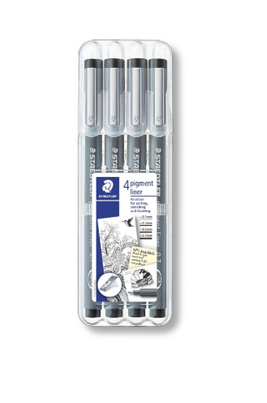 STAEDTLER PIGMENT FINELINER 4 PACK ASSORTED